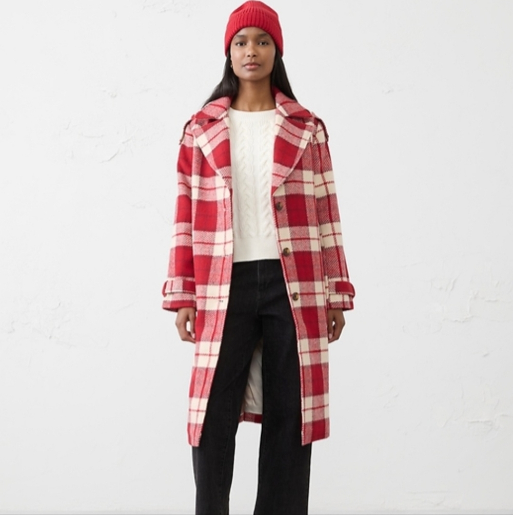 Red Plaid Long Coat